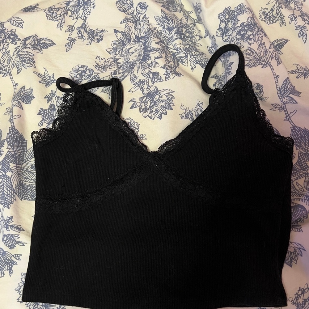 Garage Black Lace Detail Top